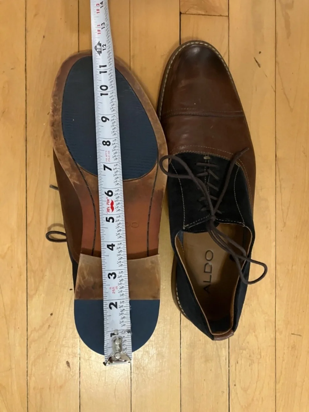 Aldo Blue Suede and Brown Leather Dress Shoes Size 10.5